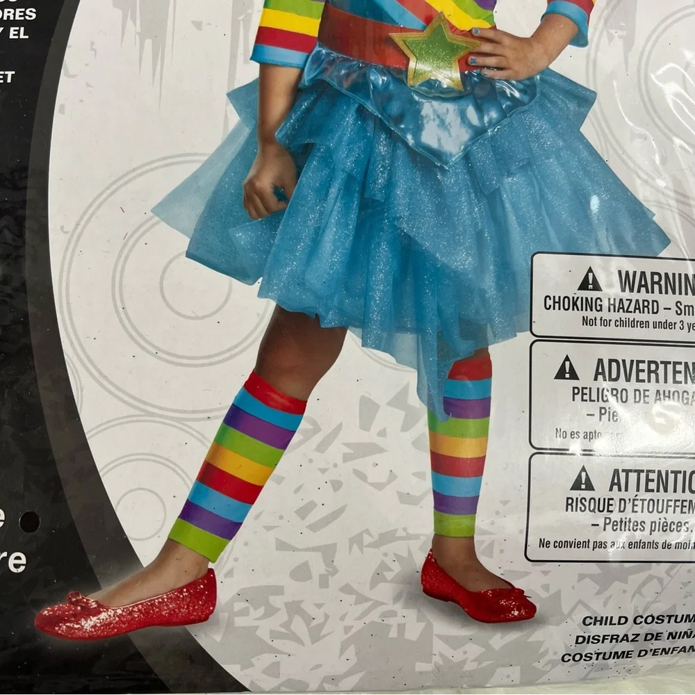 Colorful Cutie rainbow girl Striped Costume dress NEW S 4-6X Halloween dress up